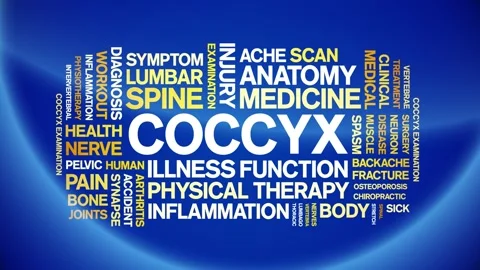 Coccyx animated word cloud,animation tag kinetic typography seamless loop. Stock Footage 289608459