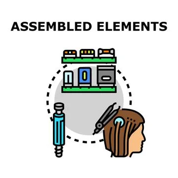 Cochlear implant device components assembling process Stock Illustration