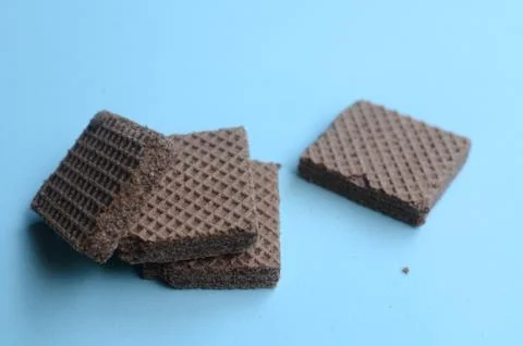 Cocholate wafers with a blue background Stock Photos