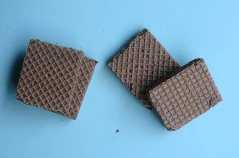 Cocholate wafers with a blue background Stock Photos