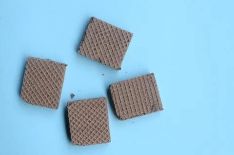 Cocholate wafers with a blue background Stock Photos