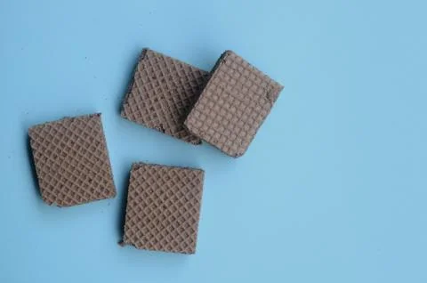 Cocholate wafers with a blue background Stock Photos