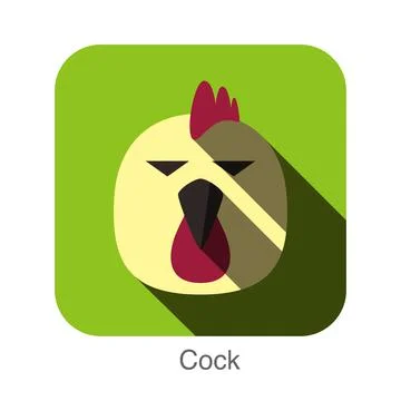 Cock bear face flat icon design. Animal icons series. Stock Illustration