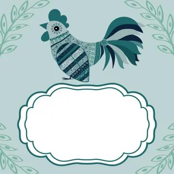 Cock bird ethnic pattern Illustrazione stock
