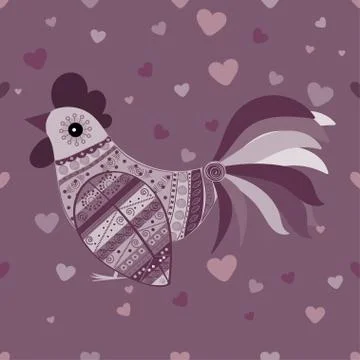 Cock bird ethnic pattern Illustrazione stock