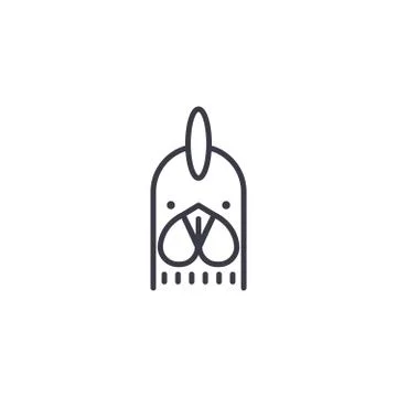 Cock head vector line icon, sign, illustration on background, editable strokes Stock Illustration