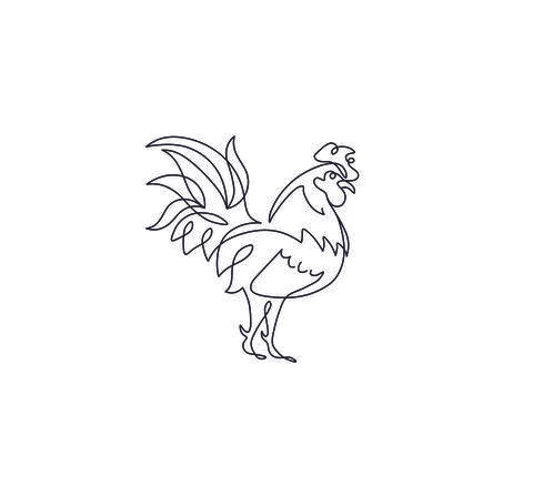 Cock oneline Stock Illustration