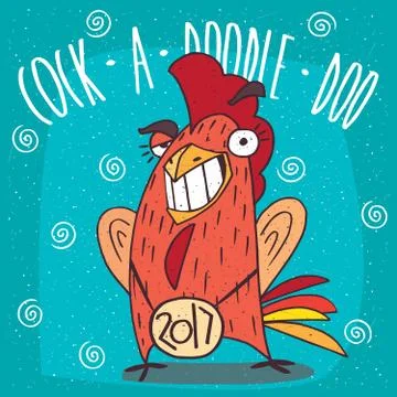 Cock or rooster smiling teeth and making eyes at Stock Illustration