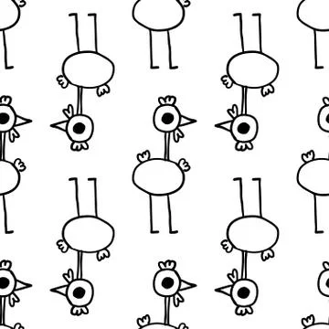 Cock seamless pattern vector hand drawn Stock Illustration