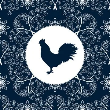 Cock silhouette bird pattern New year Symbol 2017 Illustrazione stock