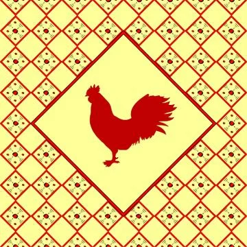 Cock silhouette pattern bird background Stock Illustration