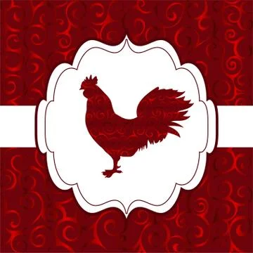Cock silhouette pattern bird background Stock Illustration