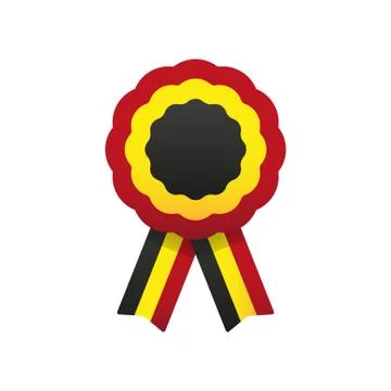 Cockade, rosette with ribbon, vector illustration. Belgium flag colors symbol Stock Illustration