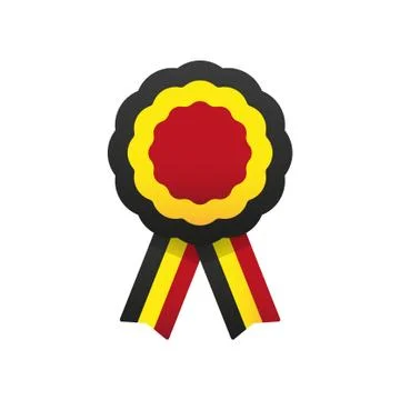 Cockade, rosette with ribbon, vector illustration. Belgium flag colors symbol Stock Illustration