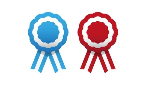 Cockade, rosette with ribbon, vector illustration. Stock Illustration
