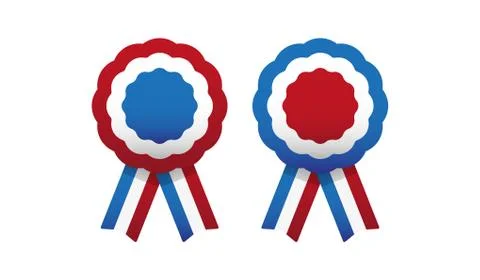Cockade, rosette with ribbon, vector illustration. Stock Illustration