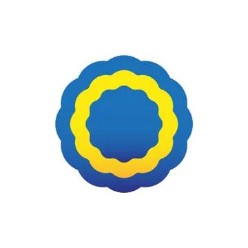 Cockade, rosette, vector illustration. Blue and yellow Stock Illustration