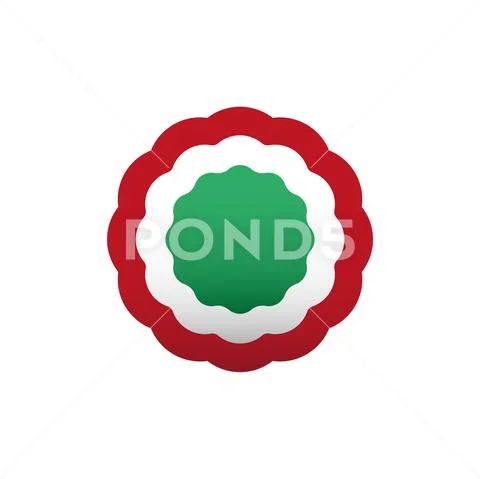 Cockade, rosette, vector illustration. Italy and hungary colors symbol Stock Illustration
