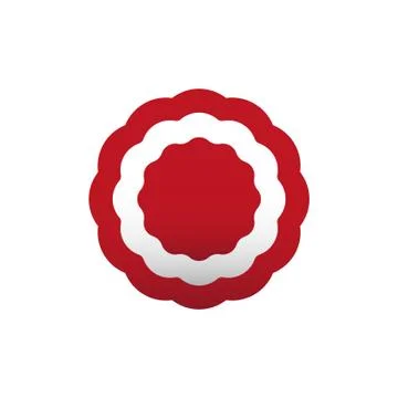 Cockade, rosette, vector illustration. Red and white Stock Illustration