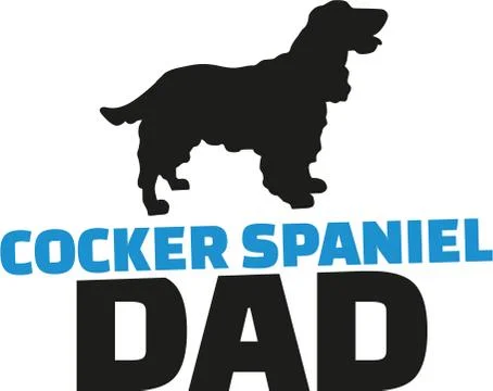 Cocker Spaniel dad with dog silhouette Stock Illustration