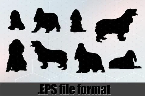 Cocker Spaniel Dog Silhouette Bundle SVG Stock Illustration