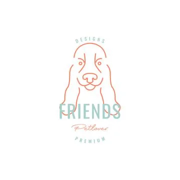 Cocker spaniel face dog long ears beauty line pets hipster logo design vect.. Stock Illustration