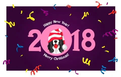 Cocker Spaniel. Happy new year Stock Illustration