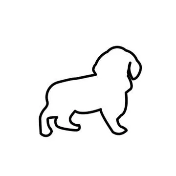 Cocker spaniel silhouette outline on white background Stock Illustration