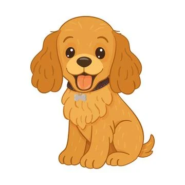 Cocker spaniel sitting with happy expression. Flat style vector illustration. Stock Illustration