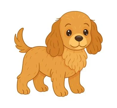 Cocker Spaniel standing with slight tail wag and friendly. Flat style vecto.. Ilustração Stock