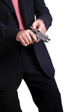 Cocking the gun Foto stock