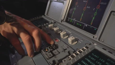 The cockpit of the aircraft. The pilot checks the electronics of the aircraft. Stock Footage 97998473