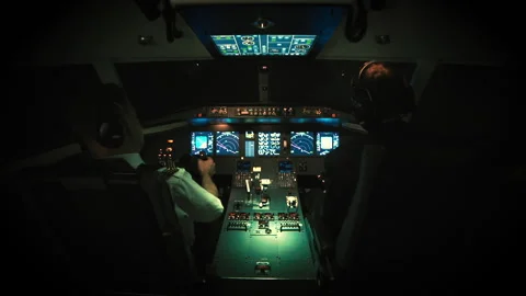 Cockpit of airplane during a flight 2 Stock Footage 274359723