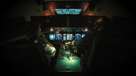 Cockpit of airplane during a flight Stock Footage 274355144