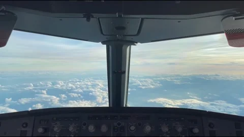 Cockpit Airplane Flying Through Clouds Stock Footage 247449760