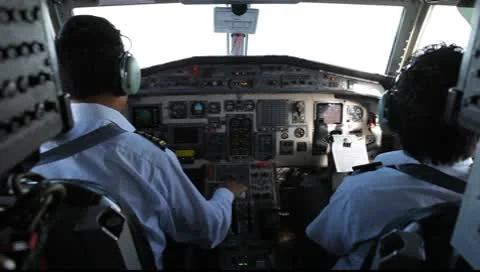 Cockpit of Airplane with Pilots - Rare Shot Stock Footage