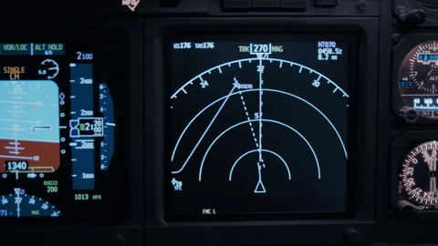 Cockpit avionics panel with flight instruments during flight 库存影片 326179069