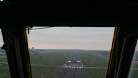From the cockpit B-52 Stratofortress approaching the runway for landing Stock Footage 292778098