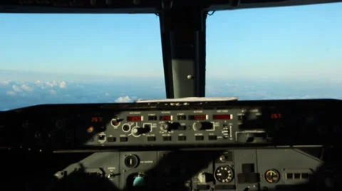 Cockpit of a Boeing 737 during a flight Stock Footage 35303371