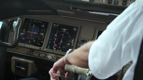 Cockpit of a Boeing 777 during flight Stock Footage 40391035