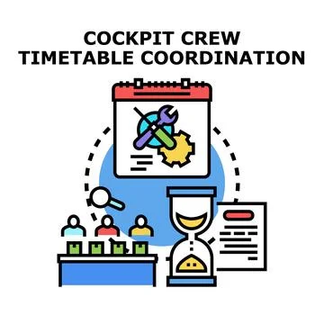 Cockpit crew timetable coordination planning and management Stock-Illustration