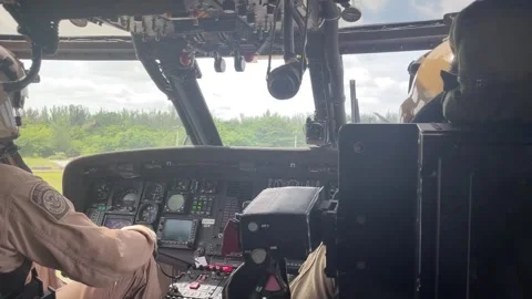 From the cockpit Customs Border Protection pilot flying UH-60 Blackhawk Stock Footage 290334826