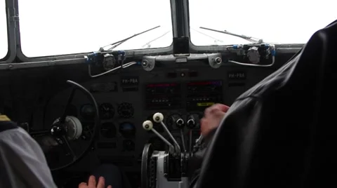 Cockpit of a DC-3 Dakota during flight Stock Footage 42010097