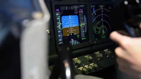 Cockpit display panel while aircraft tak... | Stock Video | Pond5
