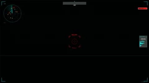 Cockpit display showing tactical data and targeting systems for military op.. Stock Footage 327223598