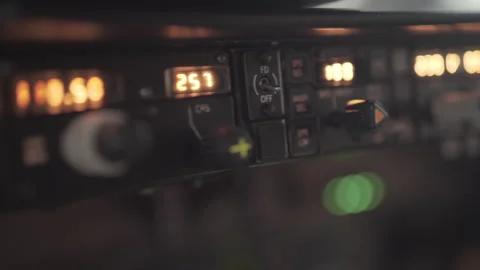 Cockpit, Flightdeck - Dials and Buttons Up Close, Autopilot, Passenger Airplane Stock Footage 172326324