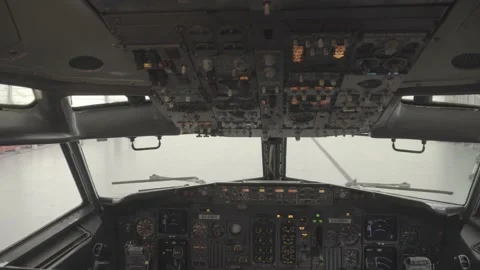 Cockpit from the inside, steering wheel, toggle switch Stock Footage 162872376