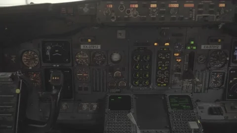 Cockpit from the inside, steering wheel, toggle switch Stock Footage 162872383