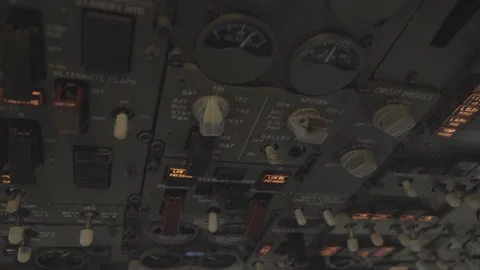 Cockpit from the inside, steering wheel, toggle switch Stock Footage 162872388