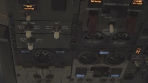 Cockpit from the inside, steering wheel, toggle switch Stock Footage 162872413